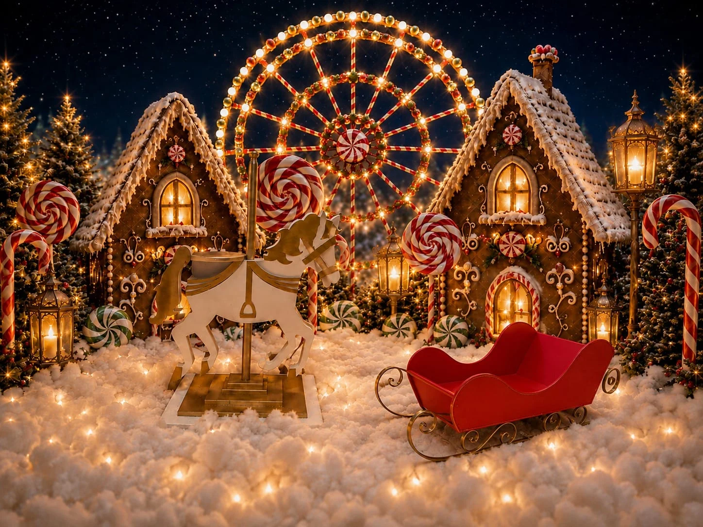 Cenário de Natal 2026 com vila encantada
